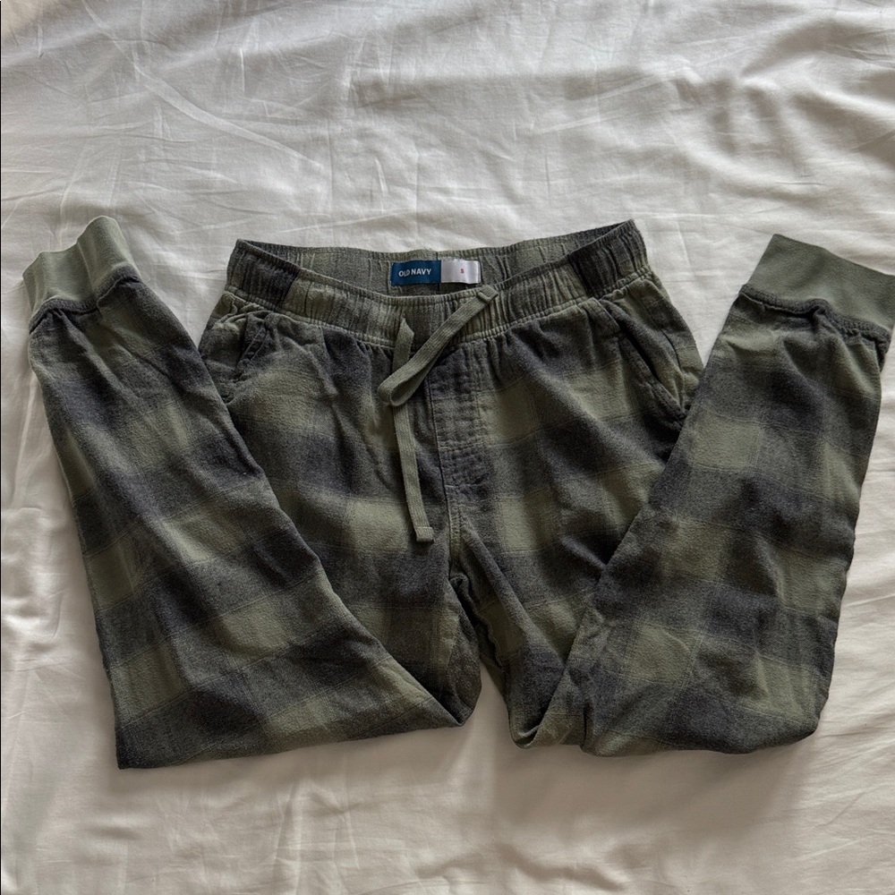 Old Navy Men's Olive Plaid Joggers